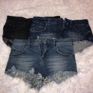 High rise denim shorts
